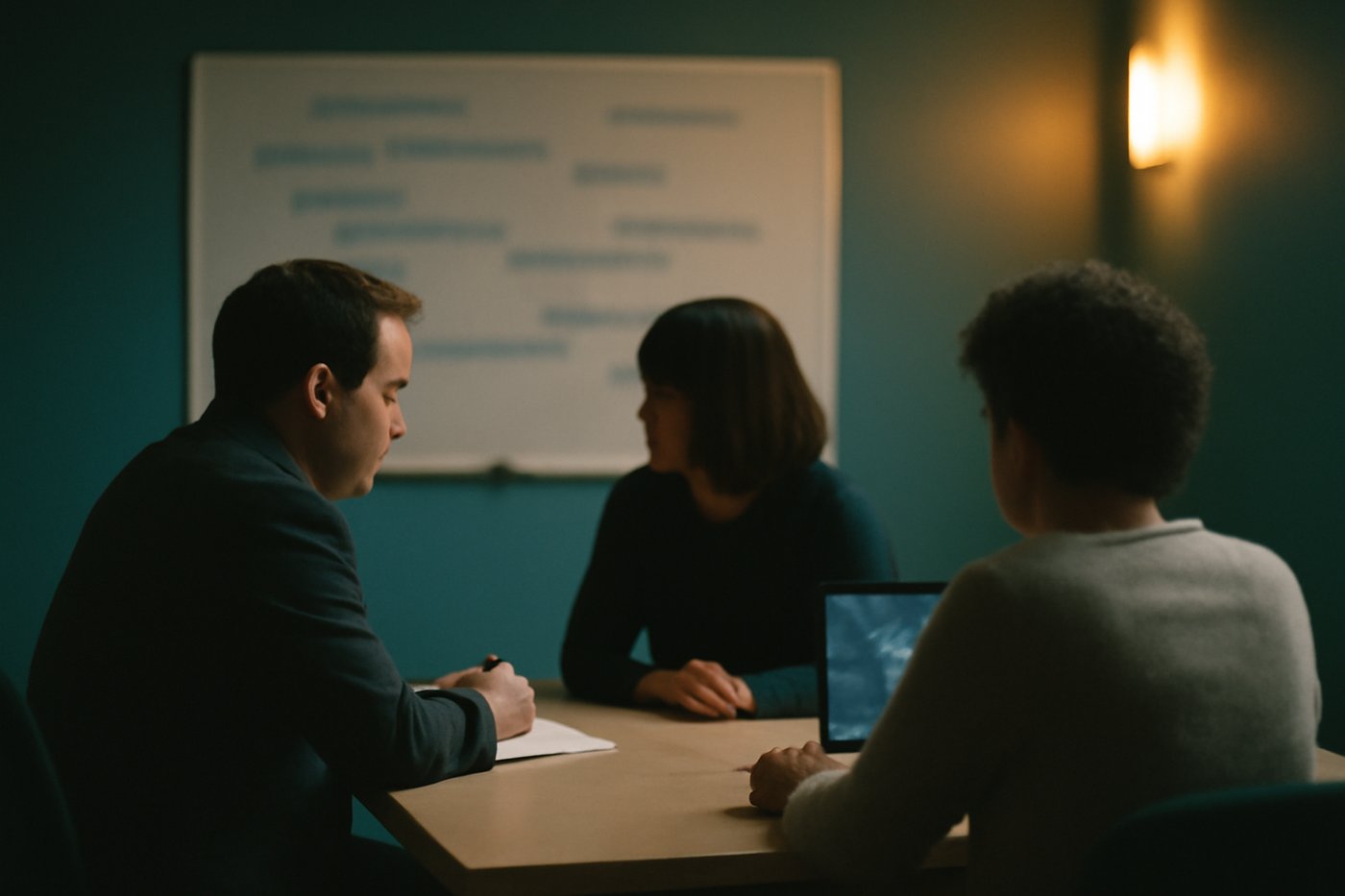 A small program-planning session around a table